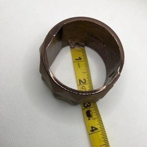 Vince Camuto Pyramid Leather Covered Bronze Bangle - Picture 4 of 8